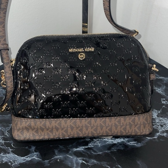 MICHAEL KORS Jet Set Dome Crossbody Leather Bag Black AUTHENTIC NWT-Minor Damage - Picture 13 of 16